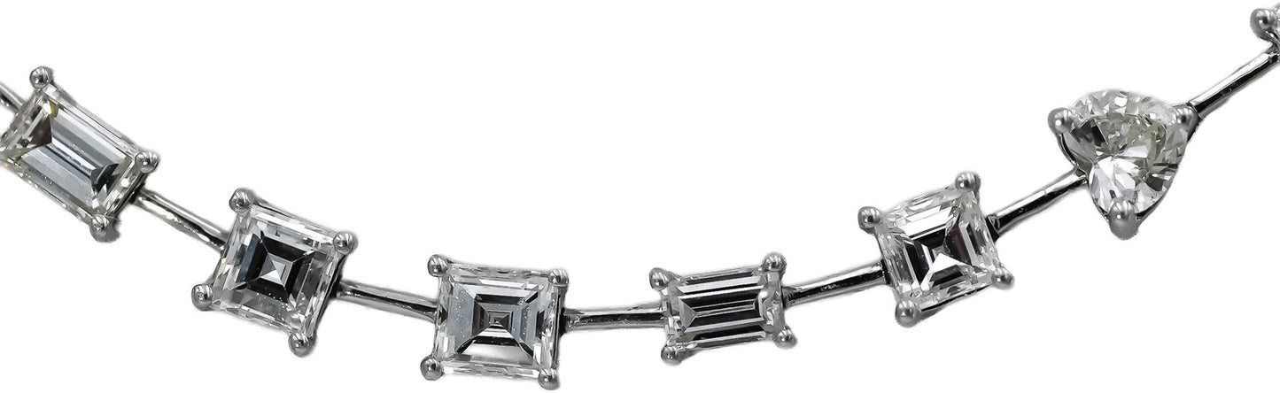 18k White Gold VS Multiple Shapes Diamonds Necklace 8.70CT