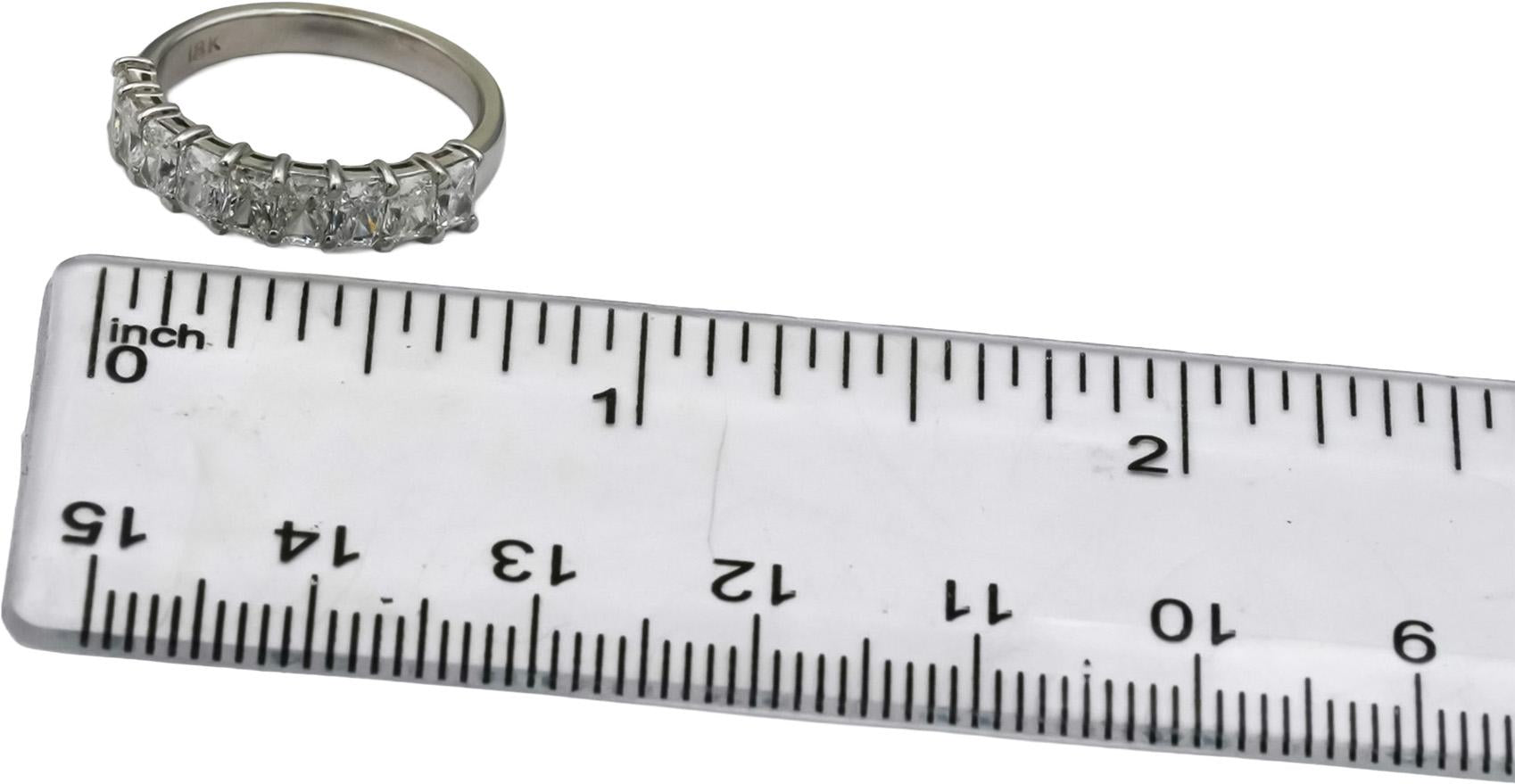 18k White Gold VS Radiant Cut Diamond Band Ring 1.50CT Size 4.75