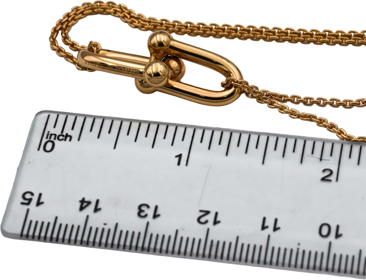TIFFANY & CO. 18k Rose Gold HardWare Double Link Pendant Necklace w/ Box and Bag
