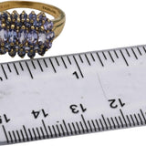 14k Yellow Gold Round and Marquise Cut Tanzanite Cluster Ring 2.06CT Size 8