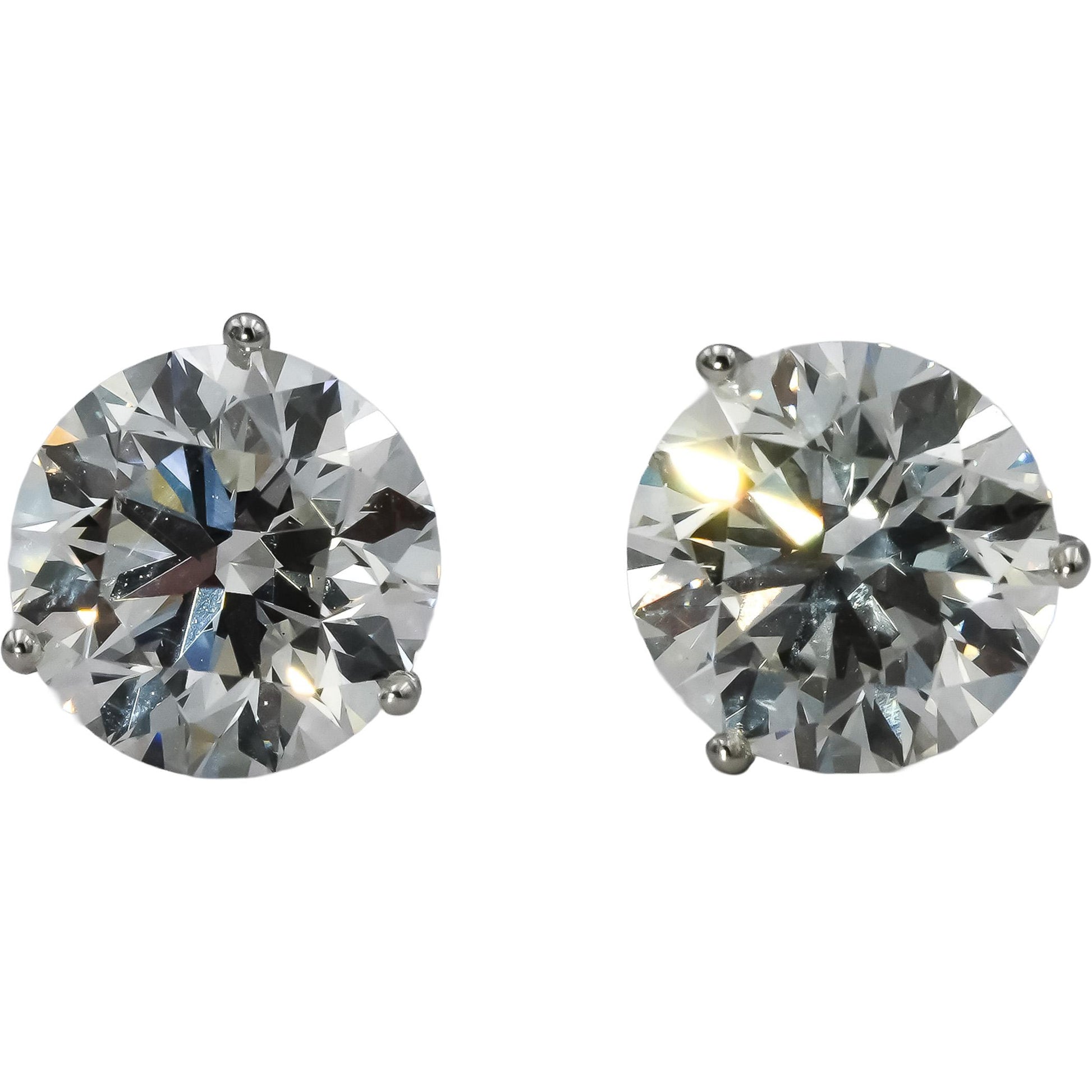IGI Certified 14k White Gold VS Round Lab-Grown Diamond Stud Earrings 6.06CT