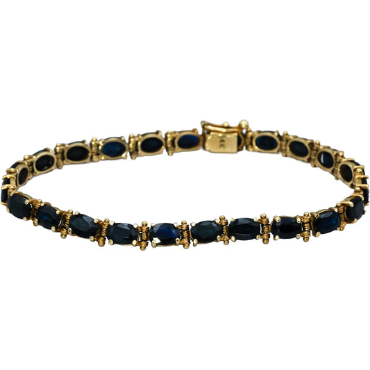 14k Yellow Gold Oval Cut Sapphire Link Bracelet 12.0CT