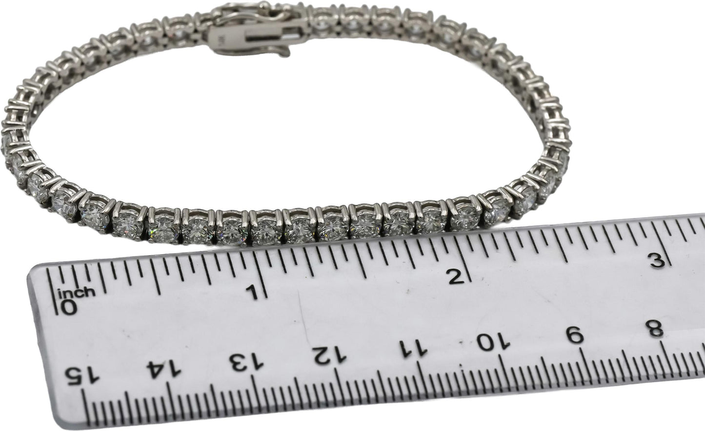14k White Gold VS Round Lab-Grown Diamond Tennis Bracelet 8.94CT
