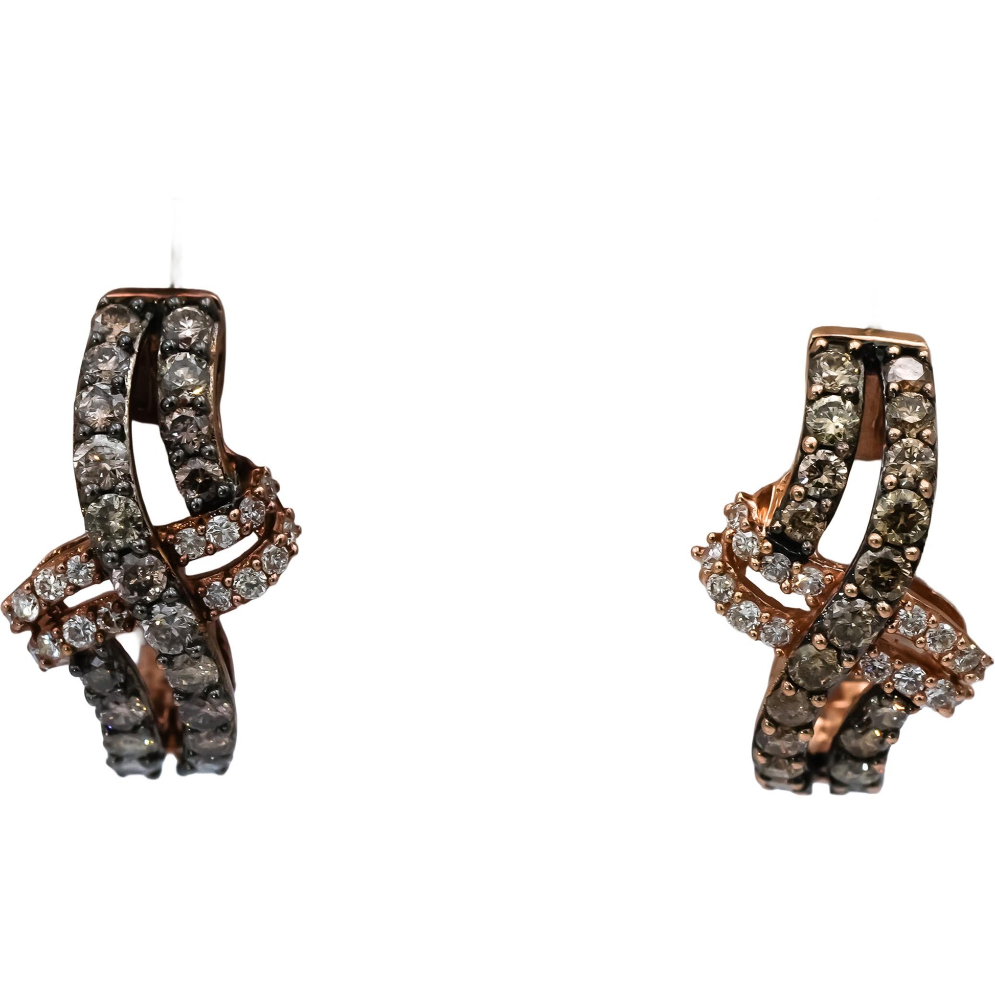 LE VIAN 14k Rose Gold Round Diamond X Crossover Earrings 1.0CT