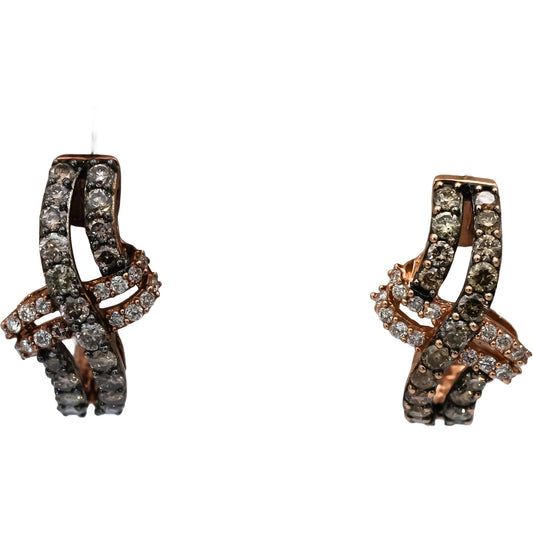 LE VIAN 14k Rose Gold Round Diamond X Crossover Earrings 1.0CT