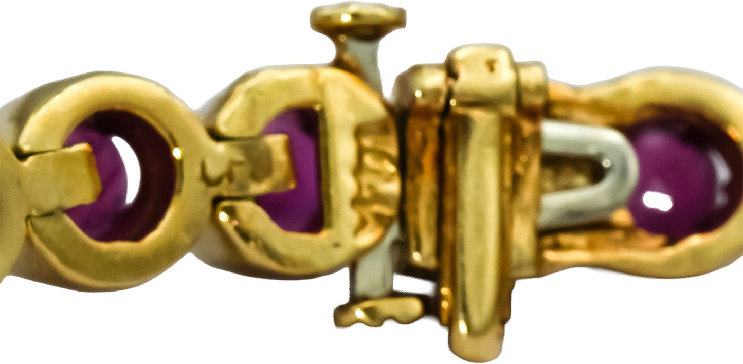 14k Yellow Gold Round Ruby Line Bracelet 9.0CT