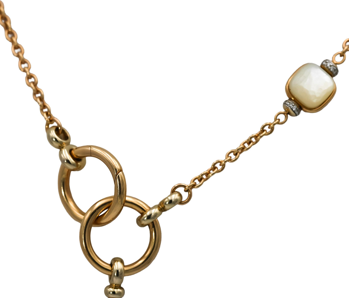 POMELLATO 18k Yellow Gold Mother of Pearl Necklace w/ Diamond Accents 0.10CT