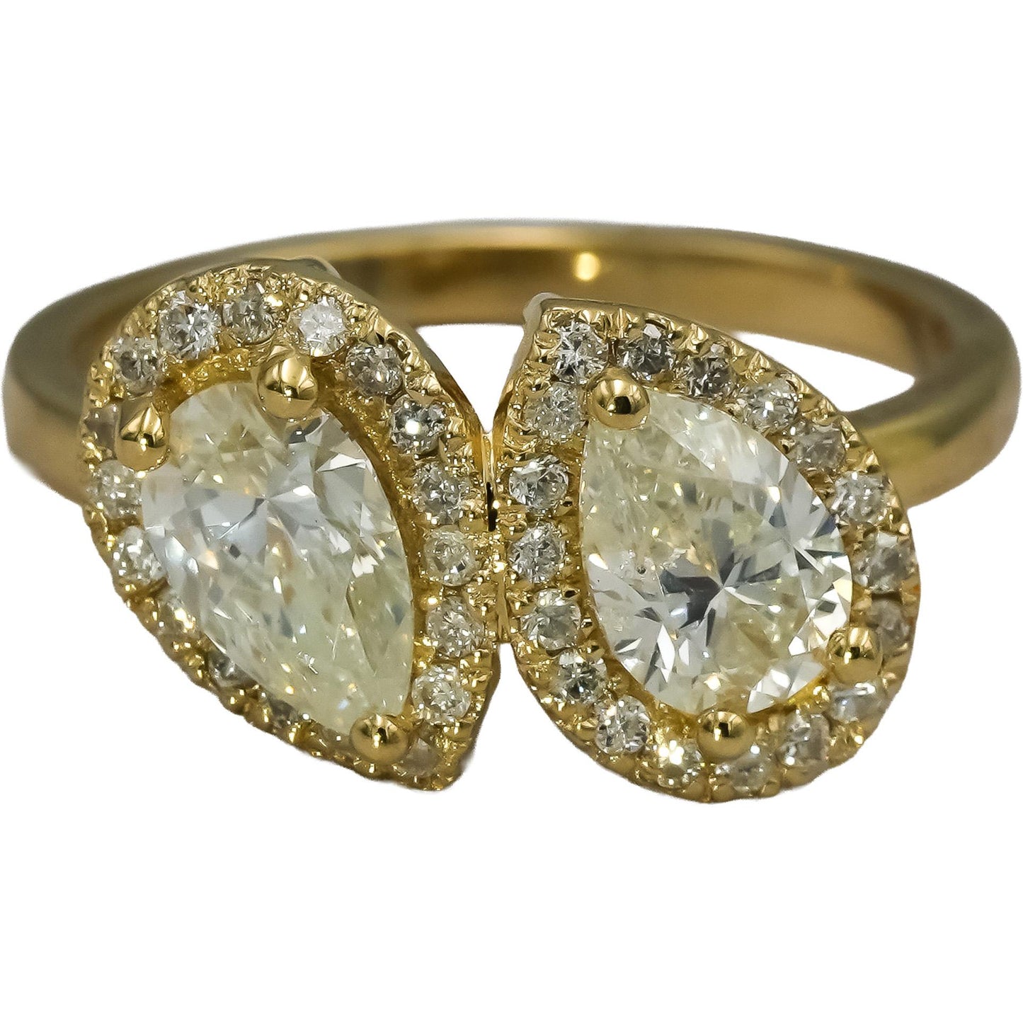 14k Yellow Gold Pear and Round Diamond Cocktail Ring 1.56CT Size 6.5