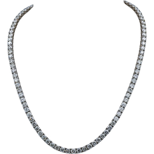 14k White Gold VS Round Diamond Tennis Necklace 30.55CT