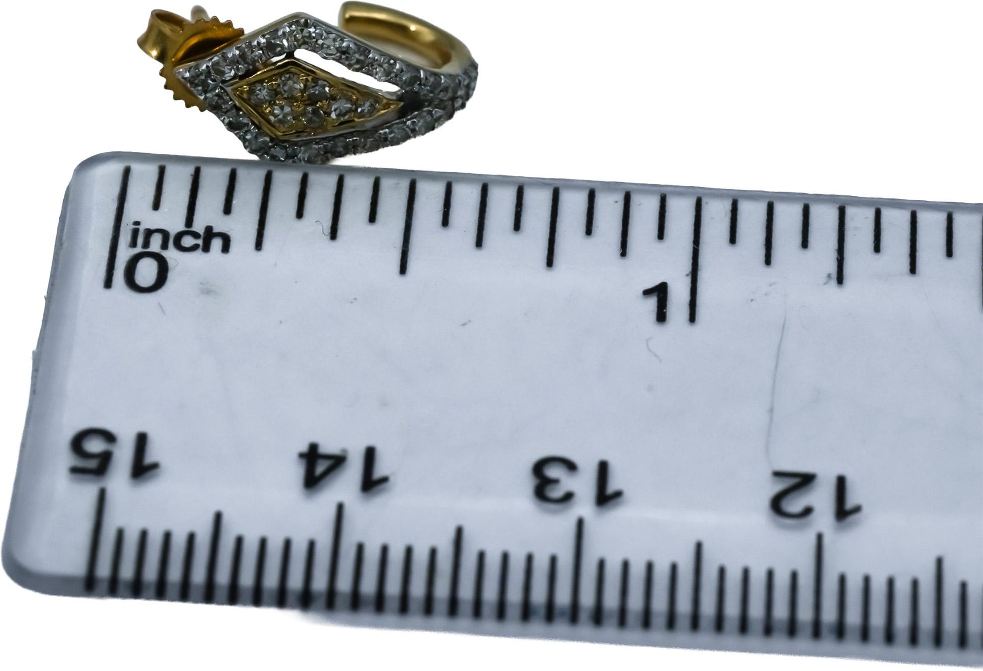 10k Yellow Gold Round Diamond Curved Stud Earrings 0.50CT