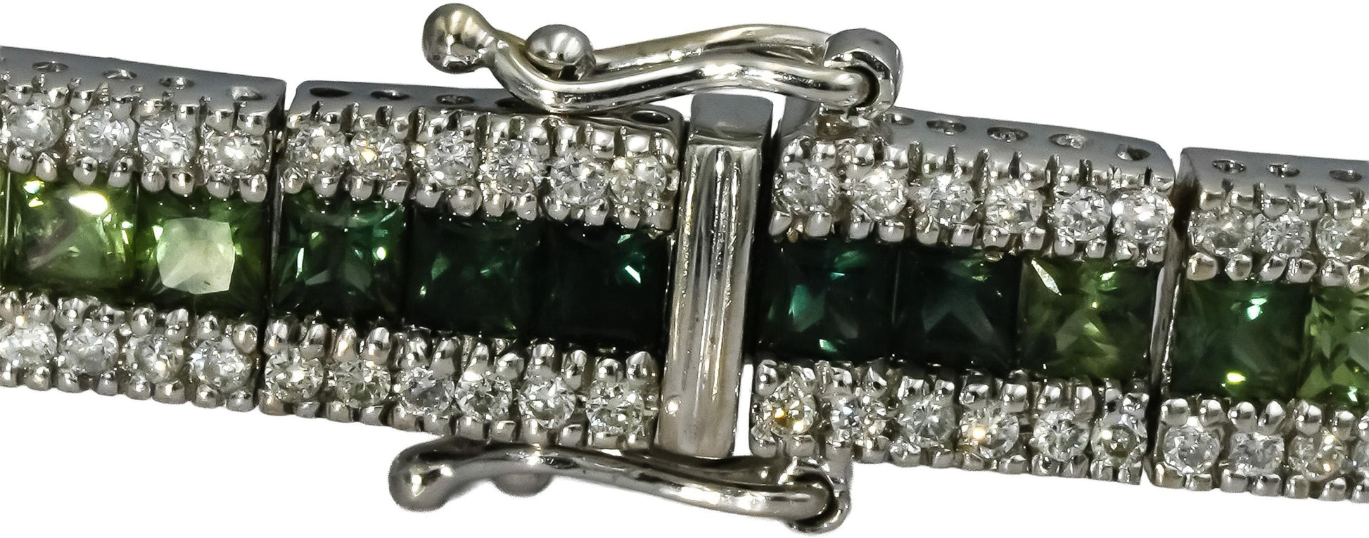 14k White Gold Diamond and Multi Color Sapphire Line Bracelet 5.50CT