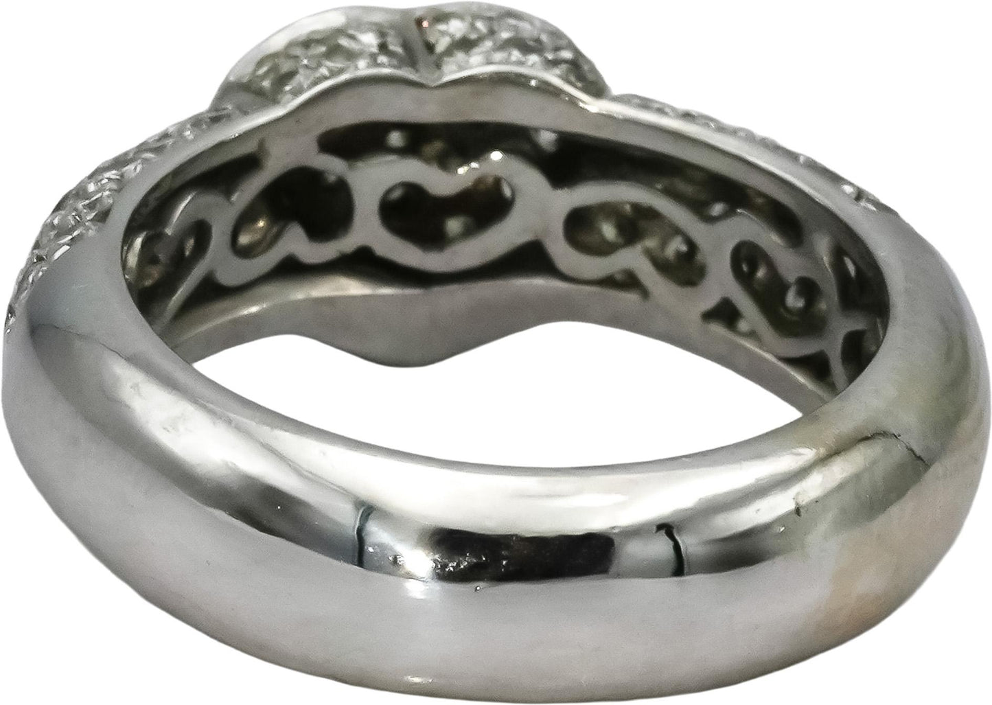18k White Gold VS Round Diamond Cluster Heart Ring 1.0CT Size 6.75