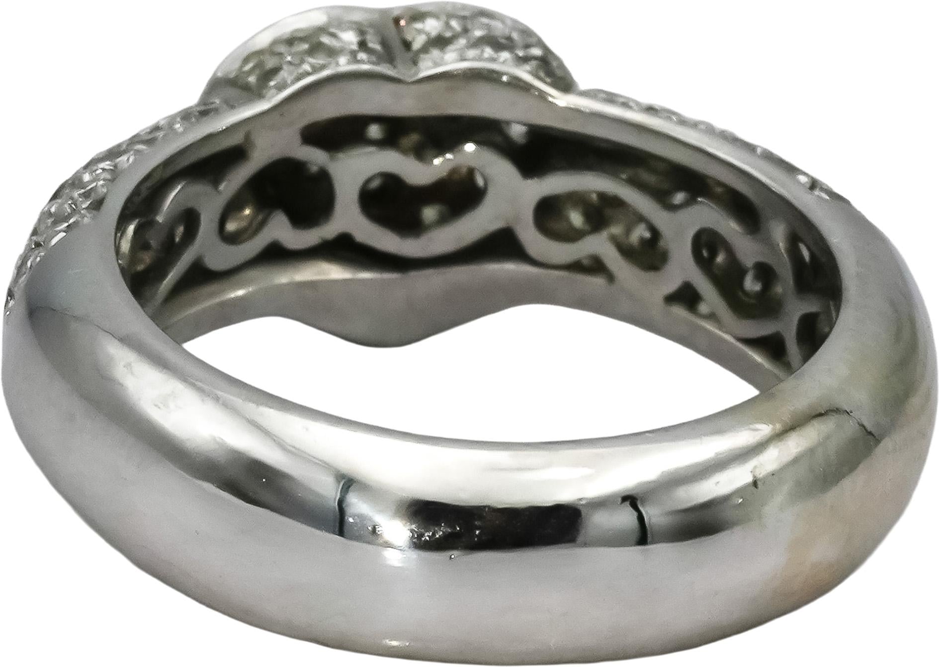 18k White Gold VS Round Diamond Cluster Heart Ring 1.0CT Size 6.75