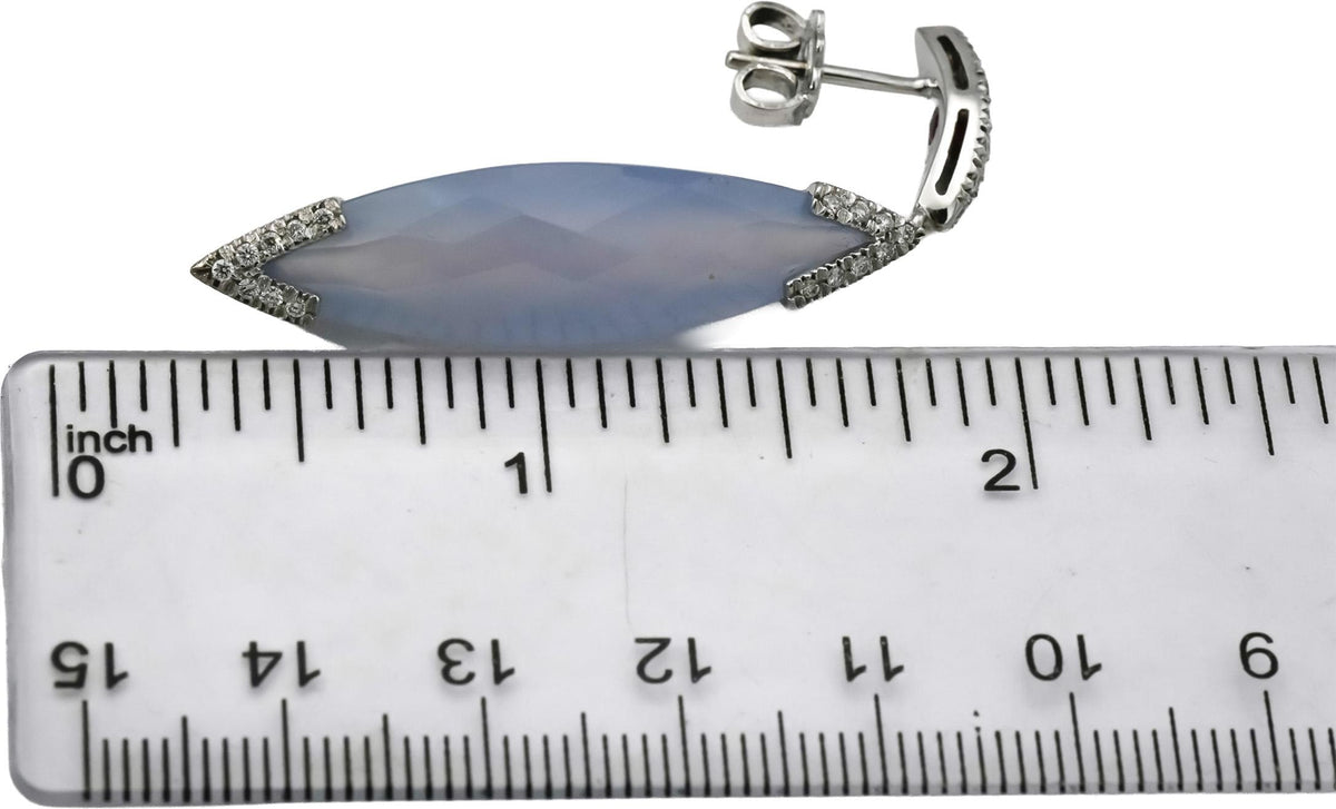ROBERTO COIN 18k White Gold Diamond and Chalcedony Drop Dangle Earrings