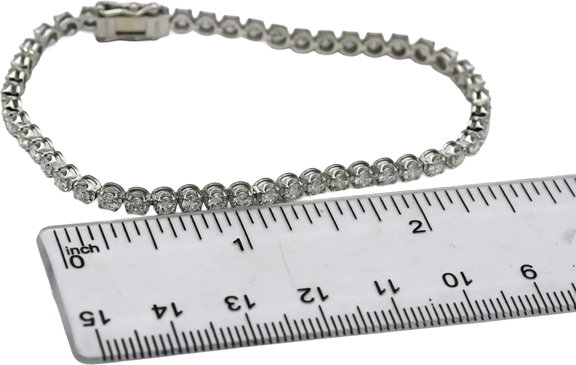 Platinum Round Natural Diamond Tennis Bracelet 3.55CT