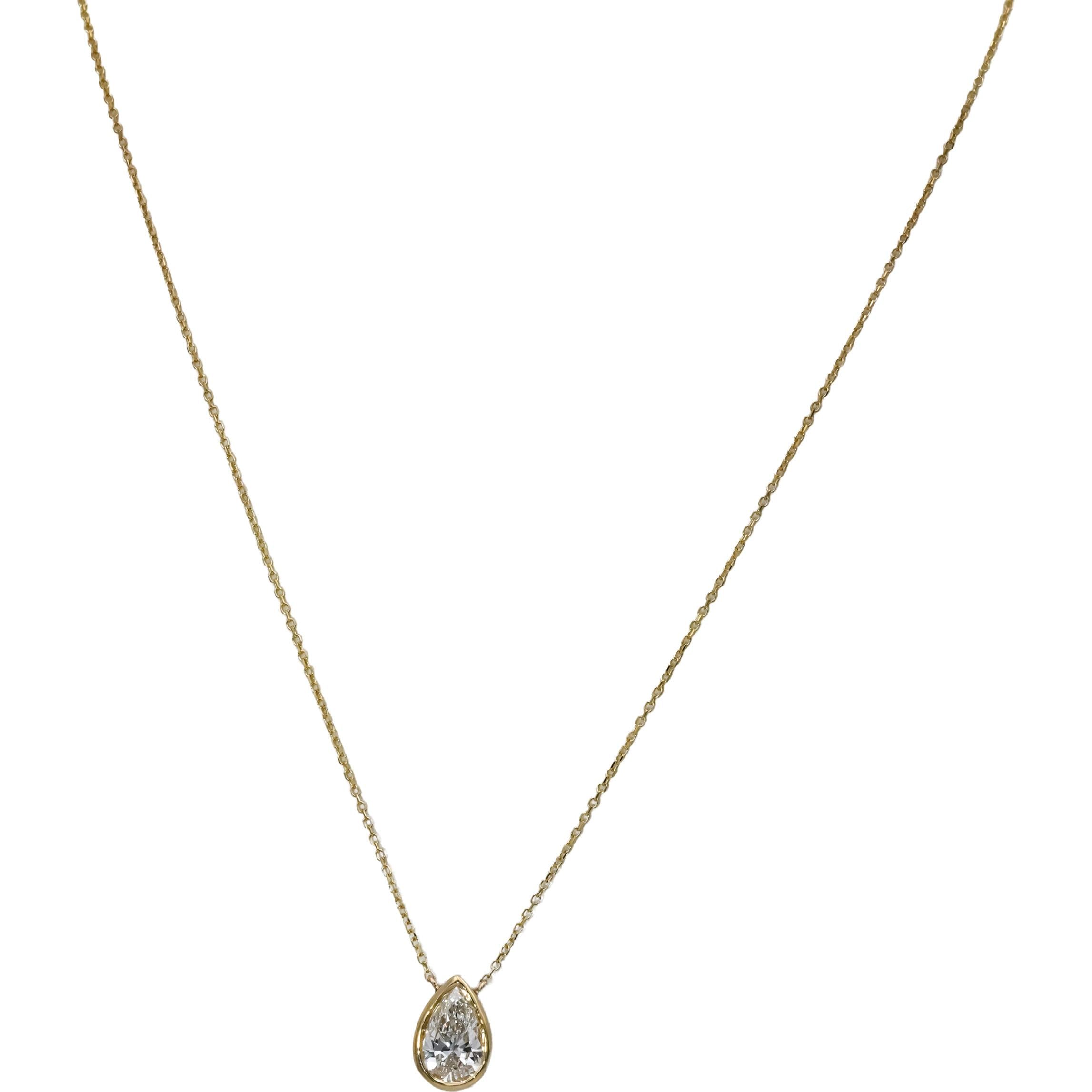 14k Yellow Gold VS Pear Cut Lab-Grown Diamond Pendant Necklace 1.03CT