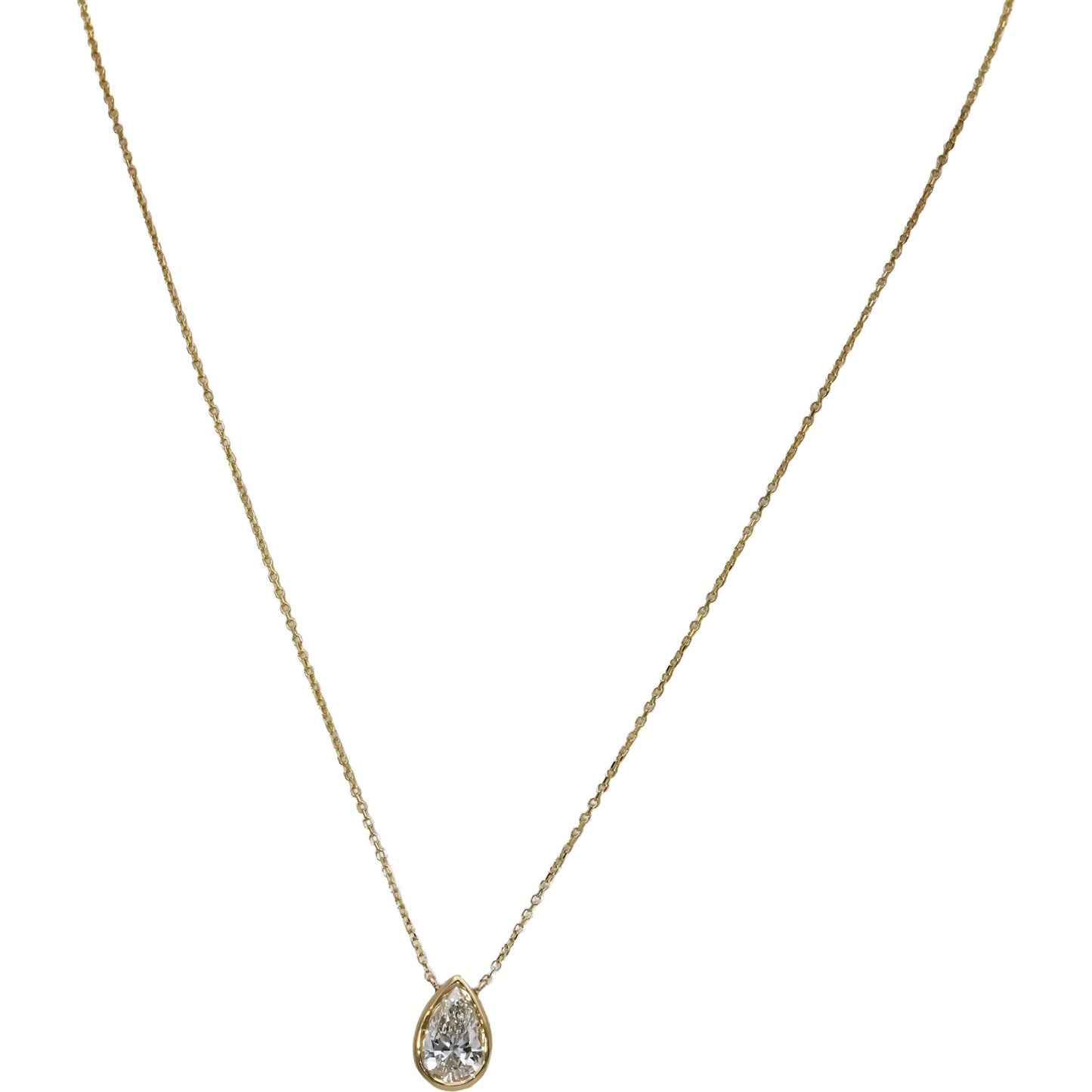 14k Yellow Gold VS Pear Cut Lab-Grown Diamond Pendant Necklace 1.03CT