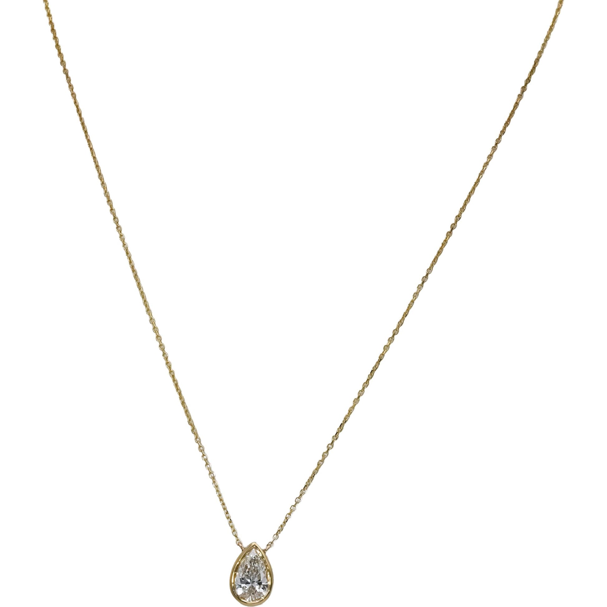 14k Yellow Gold VS Pear Cut Lab-Grown Diamond Pendant Necklace 1.03CT