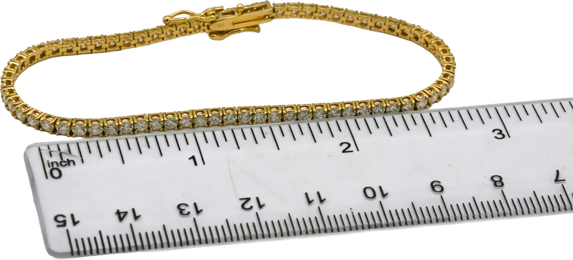 14k Yellow Gold VS Round Cut Natural Diamond Tennis Bracelet 3.08CT