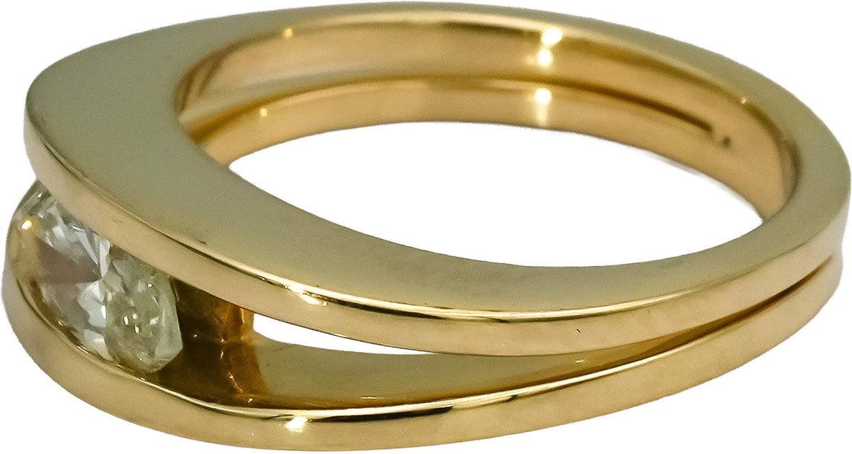 14k Yellow Gold VS Marquise Tension Set Solitaire Band Ring 0.40CT Size 4
