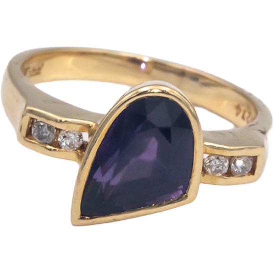 KALATI Designer 14k Yellow Gold 2.10CT Diamond and Sapphire Ring Size 6