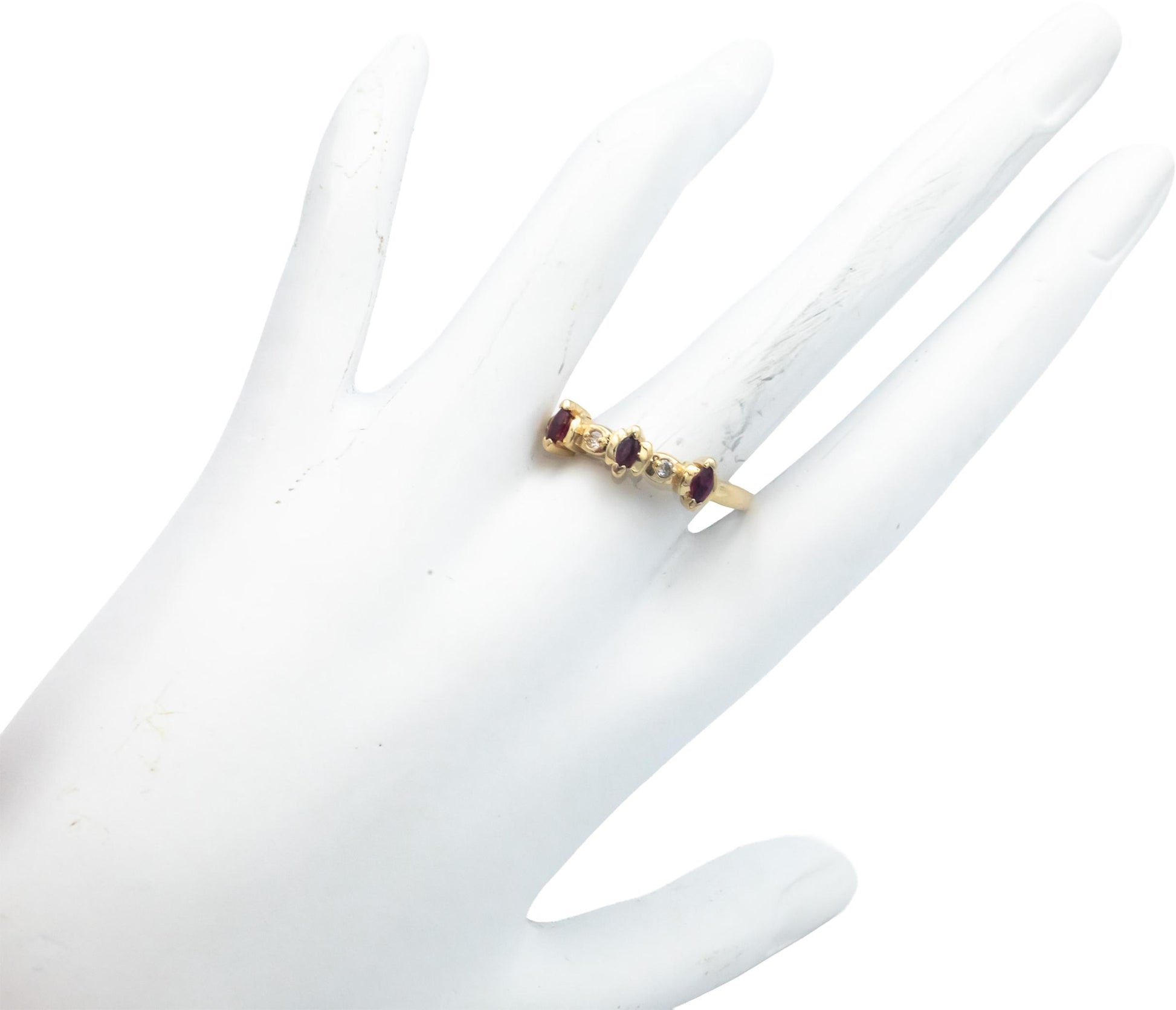 14k Yellow Gold 0.29CT Diamond and Ruby Band Ring Size 10