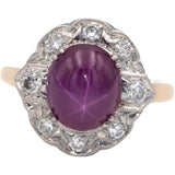 GIA Certified 14k & Pallidum Gold 4.05CT Diamond & Lab Grown Star Ruby Ring