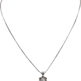 Vintage Antique 14k White Gold Old Mine Diamond Flower Pendant Necklace 0.20CT
