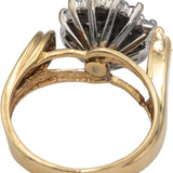 10k White and Yellow Gold Round Diamond Cluster Ring 1.0CT Size 7.25