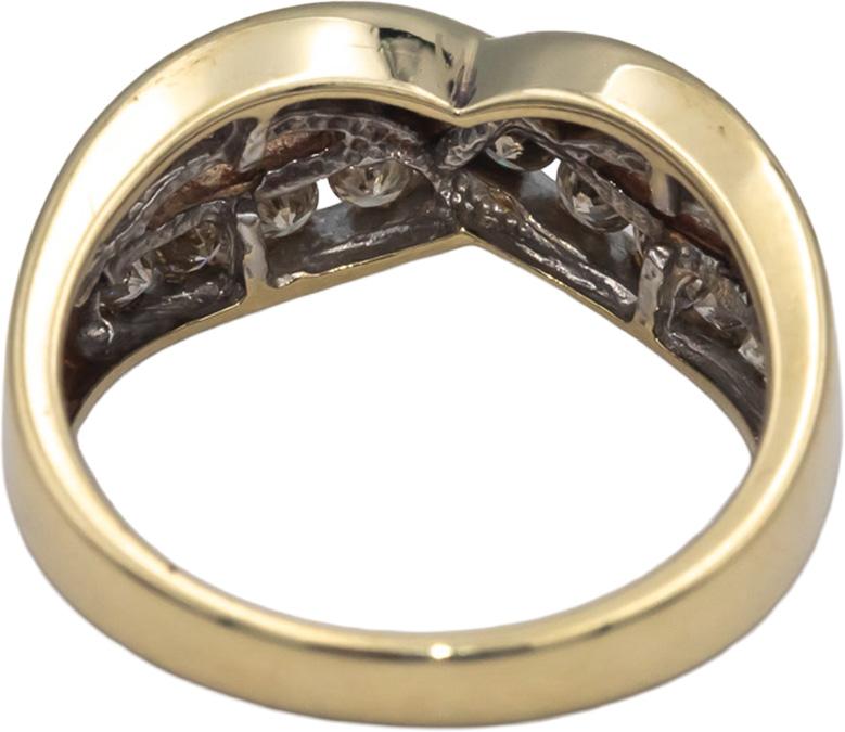 Diamond Round Cut 10k Yellow Gold Channel Set Crossover Band Ring 1.0CT Size 7