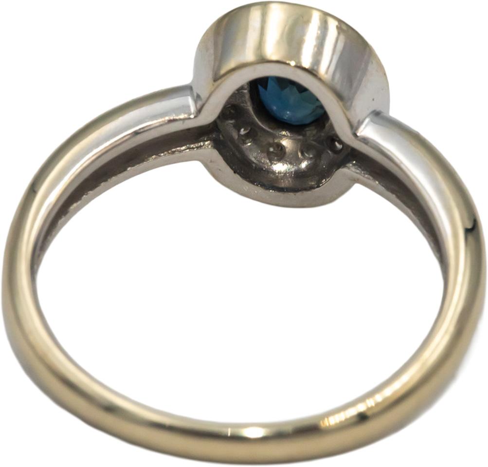Diamond and Sapphire 18k White Gold Halo Cocktail Ring 0.65CT Size 6.5