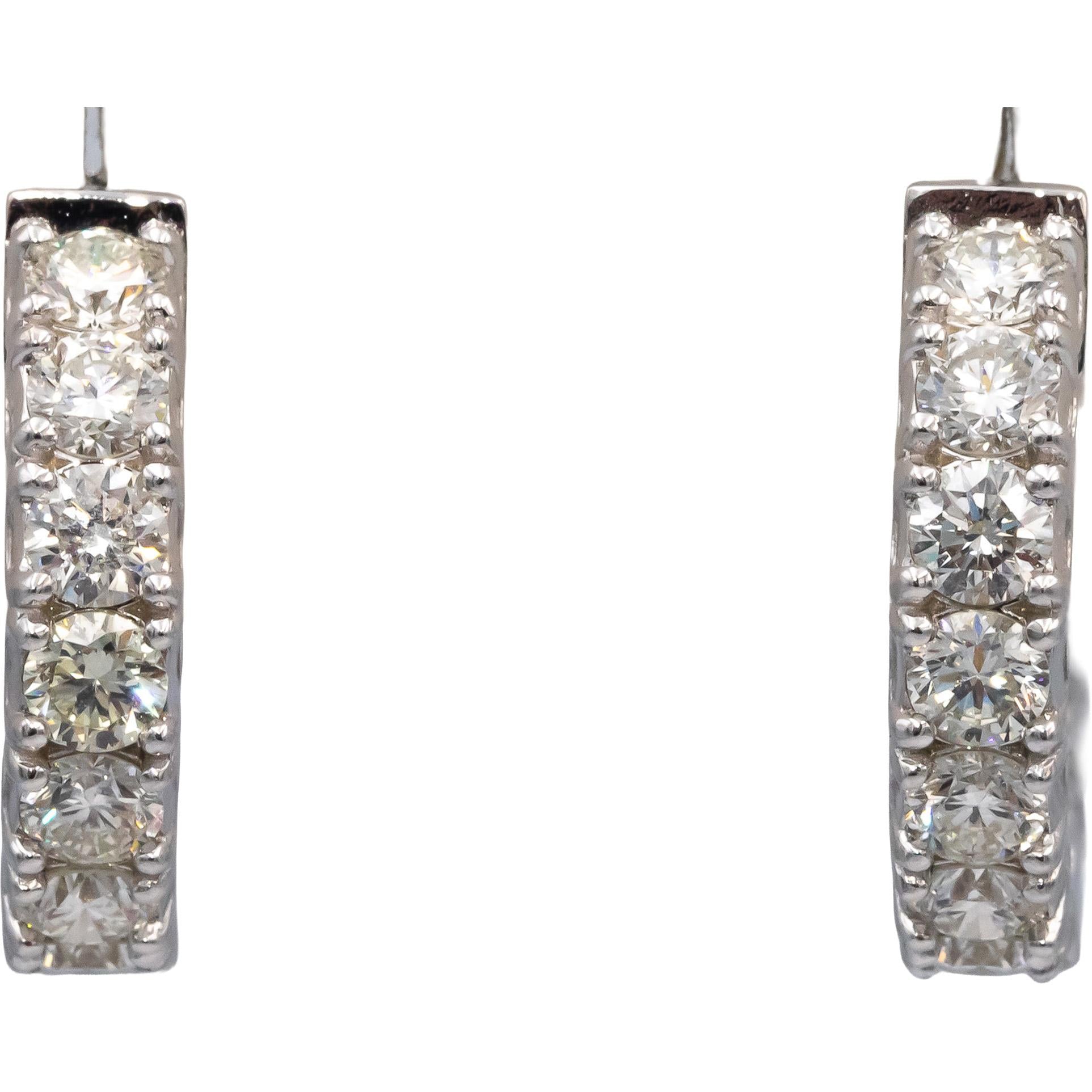 14k White Gold VS Round Diamond Inside Out Circle Hoop Earrings 4.41CT