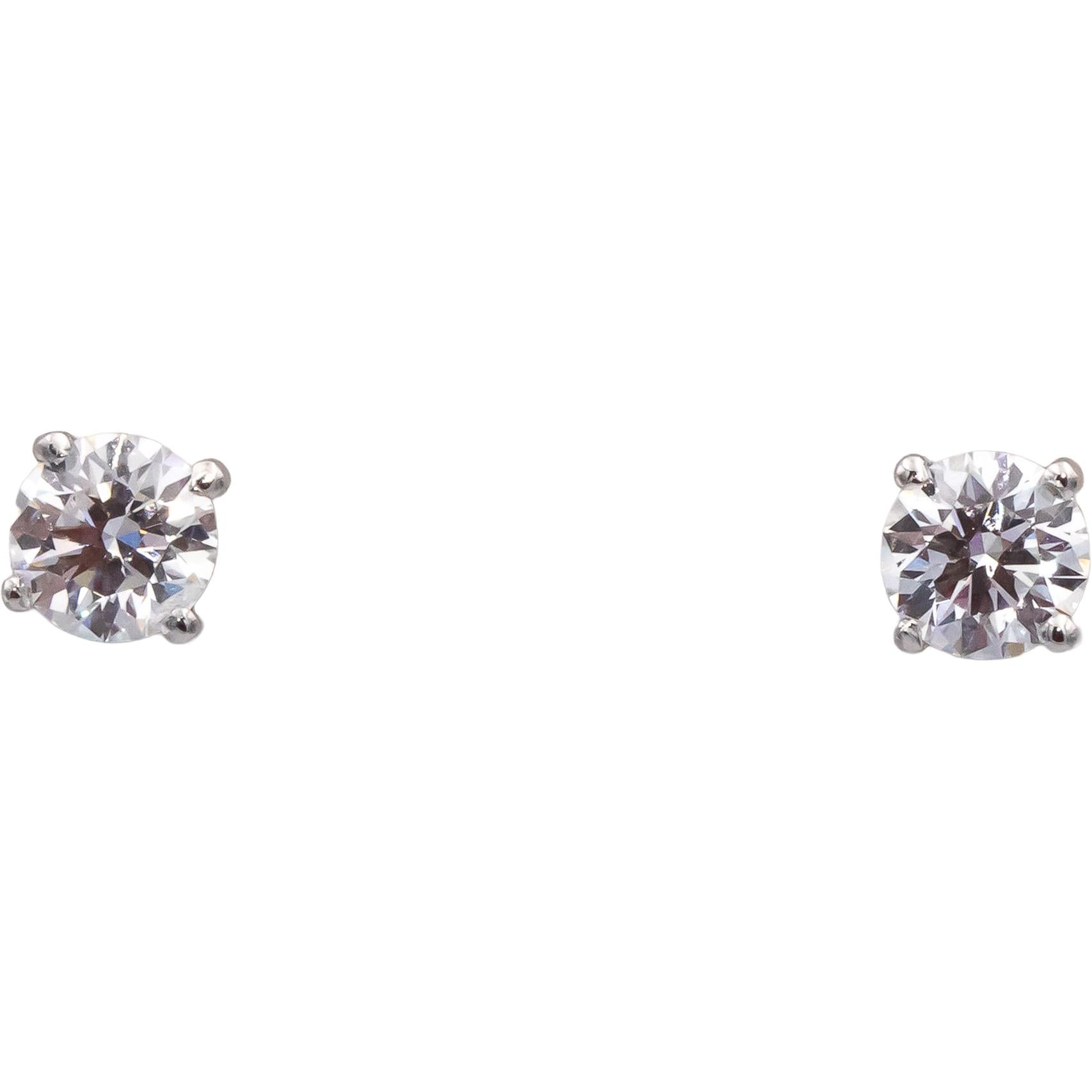 TIFFANY & CO. GIA Certified Round Diamond Platinum Stud Earrings 1.50CT w/ Box