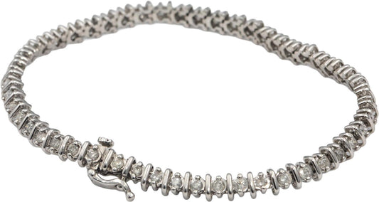14k White Gold Round Diamond Fancy Tennis Bracelet 1.50CT