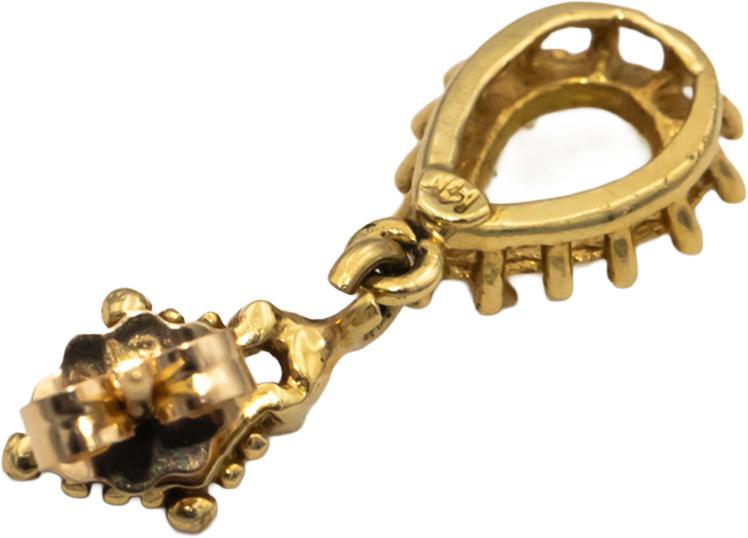 14k Yellow Gold Pear Cabochon Opal Drop Dangle Earrings 0.50CT