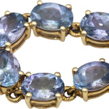 10k Yellow Gold Oval Cut Tanzanite Fancy Link Bracelet 15.0CTW