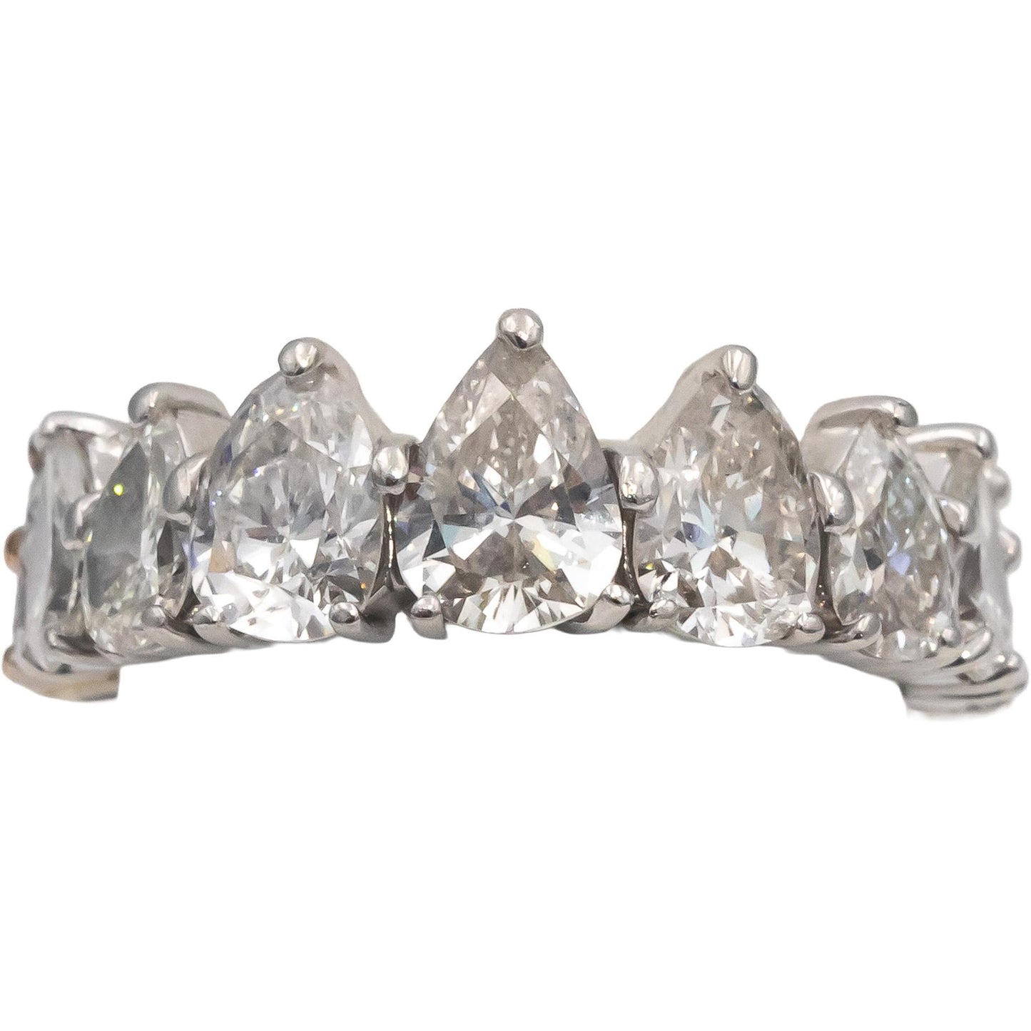 Platinum VS Pear Cut Diamond Graduated Eternity Band Ring 4.0CT Size 6