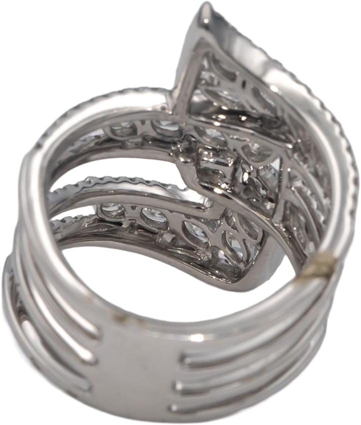 18k White Gold Marquise Pear Round Diamond Cocktail Ring 3.0CT Size 7