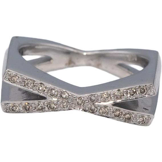 14k White Gold Round Diamond Abstract Band Ring 0.18CT Size 6.75