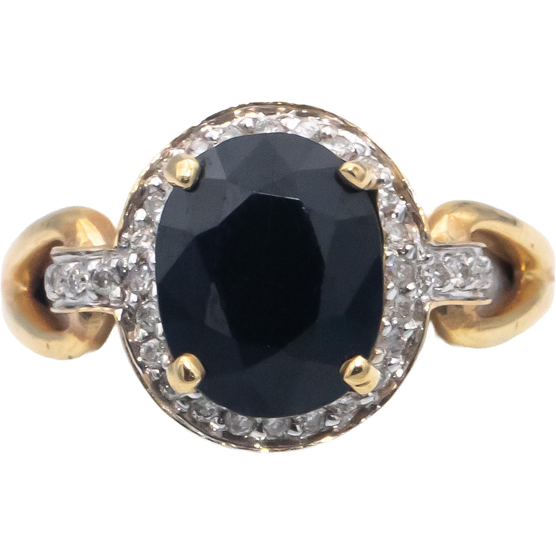 14k Yellow Gold Oval Sapphire & Round Diamond Halo Ring 4.20CT Size 6