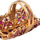 WENDY YUE 18k Rose Gold Diamond Rubellite & Pink Sapphire Cocktail Ring 14.75CT