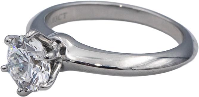 TIFFANY & CO. GIA Certified Platinum VS2/H Round Diamond Engagement Ring 1.03CT
