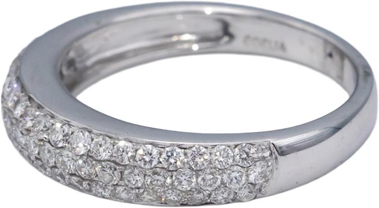 ODELIA 18k White Gold Round Diamond Three Row Band Ring 0.75CT Size 6.75