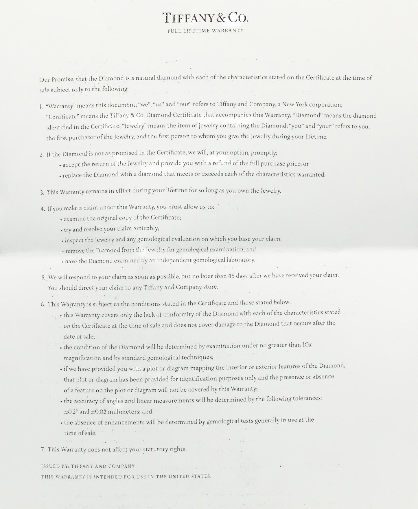 TIFFANY & CO. Platinum Diamond Engagement Ring 1.24CT w/ 1.08CT Center Size 6