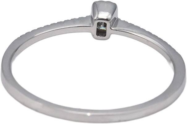 18k White Gold VS Emerald & Round Diamond Band Ring 0.13CT Size 7.25