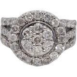 10k White Gold Round Diamond Cluster Cocktail Ring 3.0CT Size 7