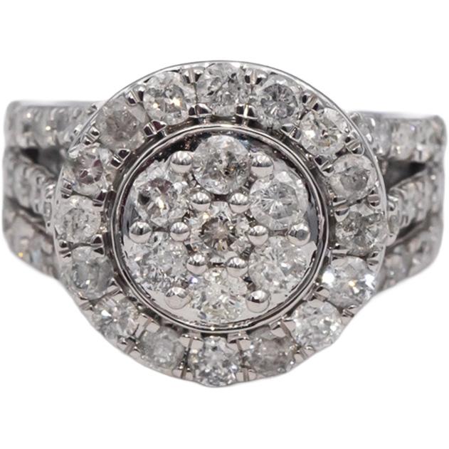 10k White Gold Round Diamond Cluster Cocktail Ring 3.0CT Size 7