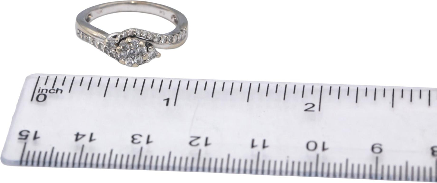 10k White Gold Round Diamond Cluster Band Ring 0.50CT Size 7.25