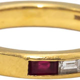 18k Yellow Gold Emerald Cut Ruby and Diamond Band Ring 0.75CTW Size 6.75