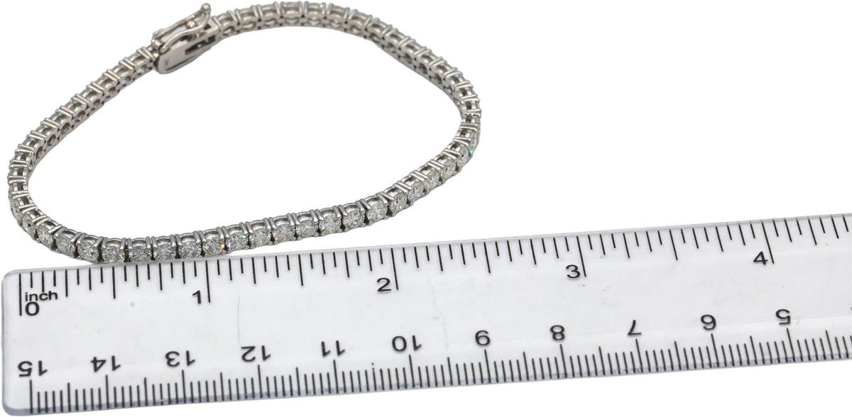 14k White Gold VS Round Diamond Tennis Bracelet 6.45CT